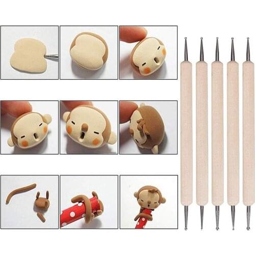 61Pcs Pottery Tools Clay Sculpting Tools Wooden Handle Pottery Carving Tool Set Clay Cleaning Tools Kits Rock Painting Kit for S