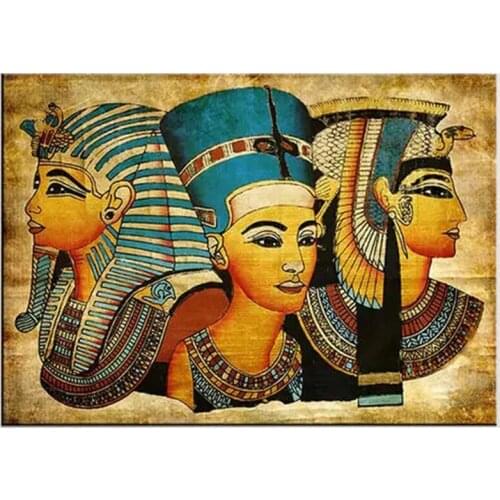 5D DIY Full Round Diamond Painting Egypt Pharaoh 3D Embroidery Cleopatra Cross Stitch Rhinestone Mosaic Home Decor Gift Y1512