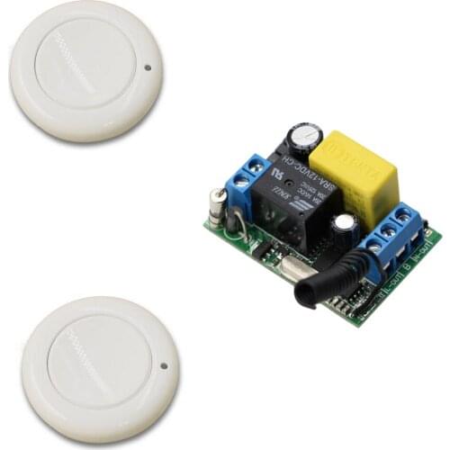 Latest AC 220 V 1CH Wireless Remote Control Switch System 1pcs Receiver & 2pcs One Button Wall Round Remote 315mhz 433mhz