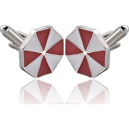 Brand Umbrella Cuff Links Red Silver Color Fashion Casual Mens Cufflinks High Quality