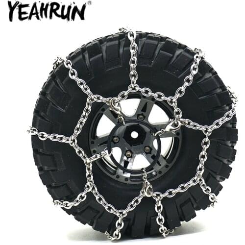 RC Car Snow Chain 120MM Metal Tires Snow Chain Wheels Tire Anti-skid Chains for TRX4 1/10 RC Crawler Car Accessories