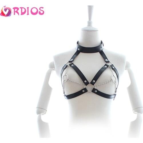PU Leather Black Erotic Lingerie Bra Corset Chest Strap Alternative Toy Bra Props Bondage Harness Fetish Sex Costumes Underwear