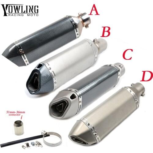Motorcycle 51mm exhaust muffler pipe with db killer 36mm connector For Yamaha Fazer600 FZ6S FZ6N FJ-09 FJR 1300