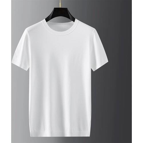 JSBDHigh-end Yilite wood Tencel horizontal knitting process summer simple pure color round collar slim short sleeve T-shirt male