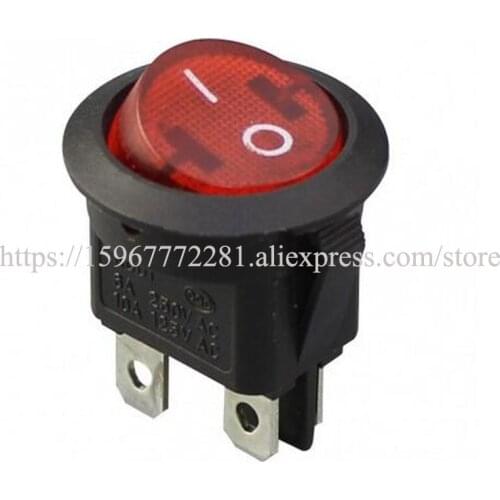 KCD1-8-201N Round Rocker Switch 20MM 4 Pin ON/OFF 6A Amps 250VAC DPST Latching 220V LED Lighted On Car Push Button Switches Red
