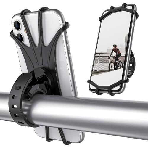 Bike Phone Mount Universal Bike Cell Phone Holder 360° Rotatable Silicone Bicycle Phone Mount for 4.0 inch ~ 6.5 inch Cellphones