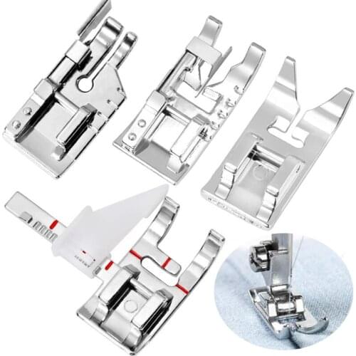 LMDZ 4 Pcs Sewing Feet Kit - 3 Pcs Sewing Machine Foot with 1 Pcs Adjustable Guide Sewing Machine Presser Foot, Hemming Foot Kit