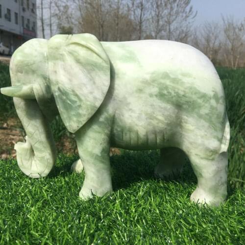 5.6lb-6.6lb Natural Green Jade Elephant Skull Handcarved Crystal Totem Random