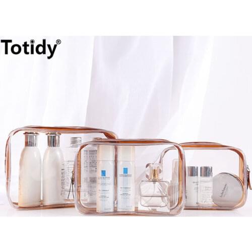 Women Transparent Cosmetic Bag PVC Zipper Large Travel Makeup Beauty Wash Organizer Toiletry Storage Kit Waterproof Make Up Case