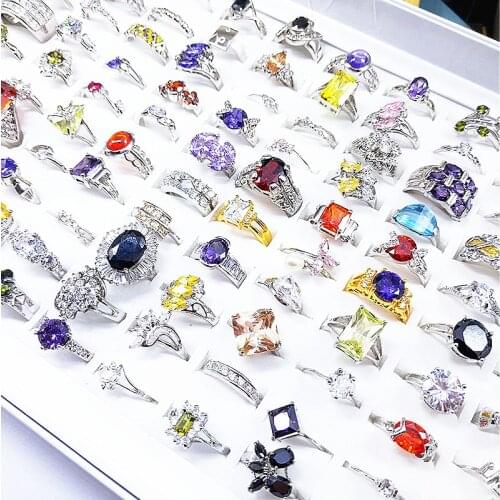 MixMax 20pcs/lot Luxurious Women Rings Rhinestone Zircon Stone Beautiful Wedding Band Party Jewelry Gift wholesale dropshipping