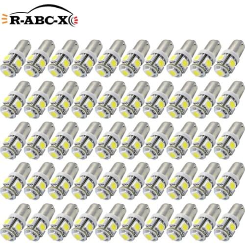 RUIANDSION 50X BA9S T4W BAY9S H21W BAX9S H6W 6V 12V 24V 5050SMD LED White Yellow Nopolar Motorcycle Driving Light Car Door Lamp