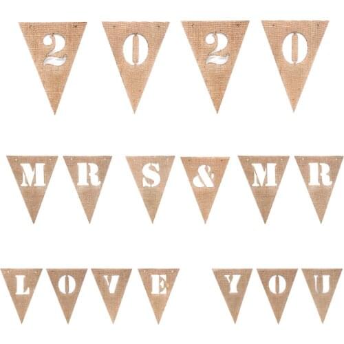 DIY Burlap Banner Vintage Alphabet Bunting Banner Jute Hessian Garland Flag For A-Z/0-9 Wedding Christmas Birthday Party Favors