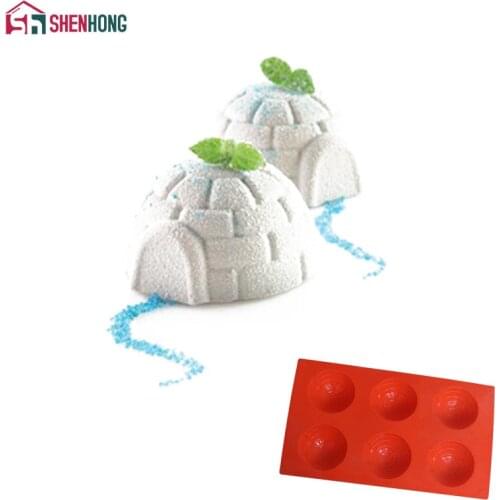 SHENHONG Christmas House Shape Silicone Cake Mold 3D Cupcake Jelly Pudding Moule Baking Tools DIY Design Cookie Muffin Mould
