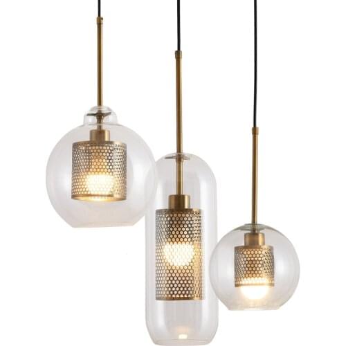 Nordic Loft Designer Industrial Glass Pendant Light Retro Creative Concise LED Kitchen Hanging Light Led Lights for living room