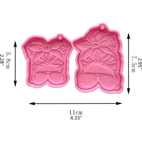 Sunglasses Girl Keychain Silicone Mold with Hole Keyring Pendant Handmade Mold Valentines Day Gift Jewelry