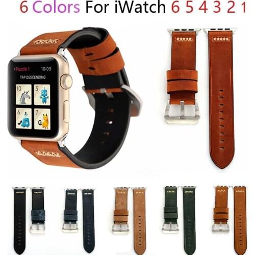 Vintage leather watchband for apple watch band 6 5 40mm 44mm Cross line belt bracelet for iWatch series Strap 4 3 2 1 38mm 42mm