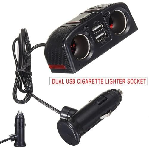 1pc High Quality Car Cigarette Lighter Socket Dual USB Charger Splitter Durable 12V Outlet Power Adapter