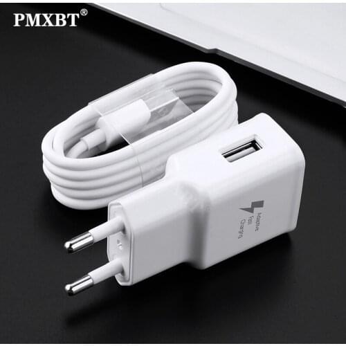 USB Charger Plug And Micro USB C Charging Cable For Samsung S10 S9 S8 Note 10 9 8 Mobile Phone Portable Fast Charging Adapter