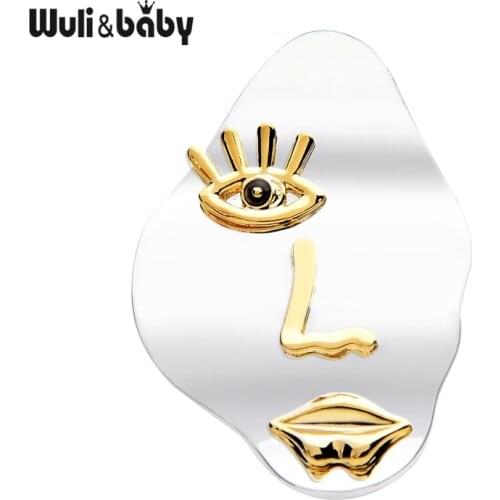 Wuli&baby Beauty Eye Mouth Face Brooches Women Metal Figure Office Casual Brooch Pins Gifts