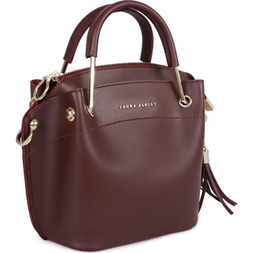 Womens Tassel Detail Shoulder Bag Burgundy Design Fashion Modern