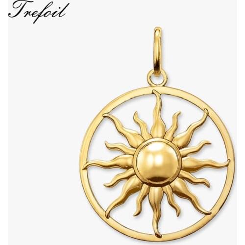 Gold-color Sun Pendants, 2018 Fashion Jewelry 925 Sterling Silver Trendy Gift For Women Men Boy Girls Fit Necklace 2018 New