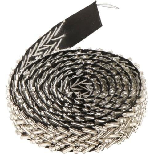 1 Yard Beads Embroidery Lace Trim Fabric Ribbon Sewing Applique for DIY Craft 12mm