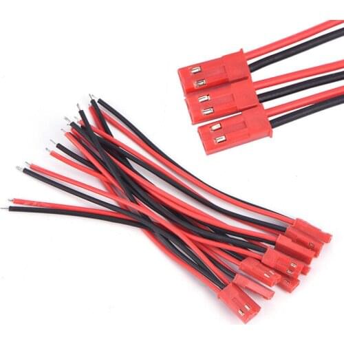 10pcs 100mm JST Connector Plug Cable Male+Female for RC Battery, 2 pin connector for led rigid strip light, connect for power