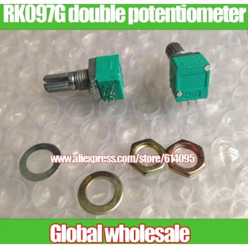 15pcs audio amplifier double potentiometer / RK097G A20K A50K A100K double potentiometer