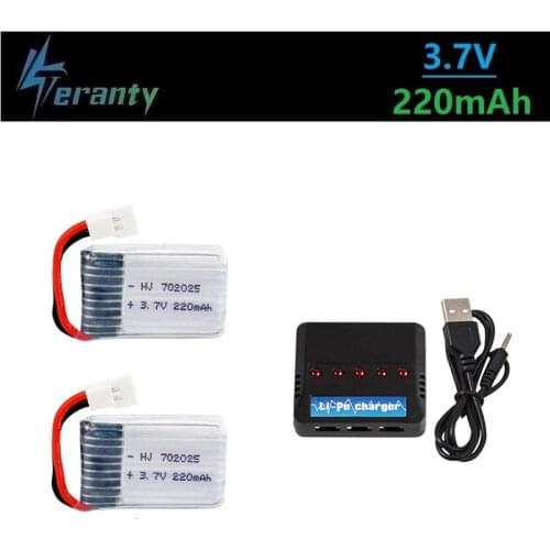 3.7V 220mAh Lipo Battery and Charger for 3.7v Rechargeable battery for X4 X11 X13 RC Drone Quadcopter Spare Parts 702025