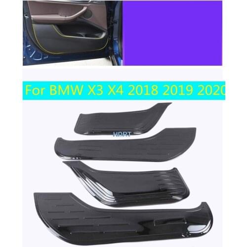 For BMW X3 X4 2018 2019 2020 4pcs Car Accessory Stainless Inner Door Anti-kick Pad Cover Trim Frame Interior Decoration Molding
