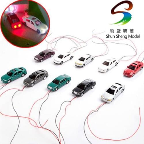 50Pcs High Quility Flaring Light Painted Model Cars w/ Wires Scale OO (1 to 100)