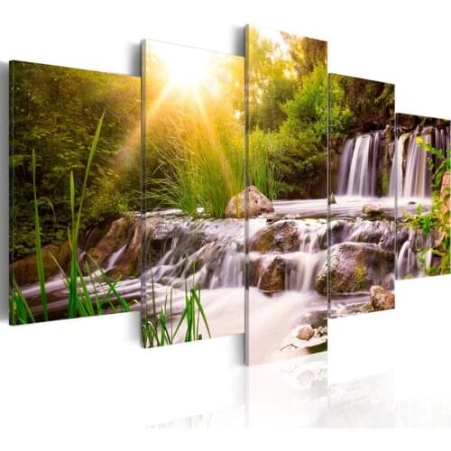5d diy diamond painting nature scenery waterfall cross stitch 5 pcs diamond embroidery full square round diamond mosaic N608