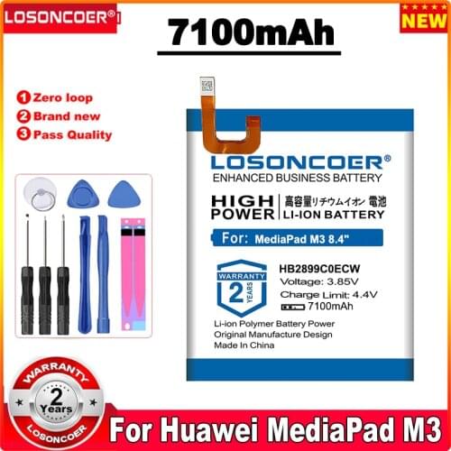 LOSONCOER HB2899C0ECW 6600mAh Tablet Battery For Huawei MediaPad M3 8.4" BTV-W09 BTV-DL09 SHT-AL09 SHT-W09 in stock