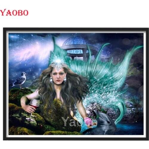 Fantasy mermaid and dolphin 5D Diamond Painting Deer Full Square New Arrival Diamond Embroidery Cross Stitch Sale Diamond Mosaic