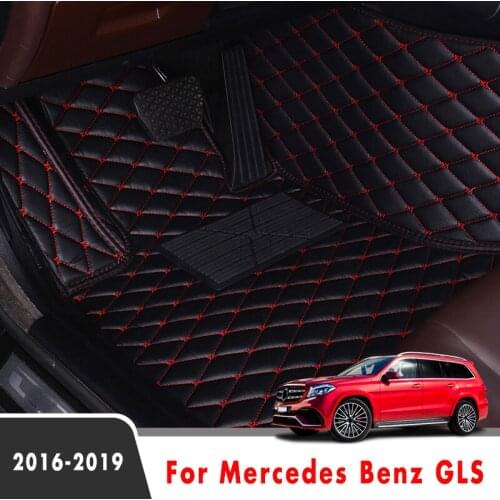 Car Floor Mats For Mercedes Benz GLS 2019 2018 2017 2016 Artificial Leather Foot Liners Carpets Custom Car Accessories Interior