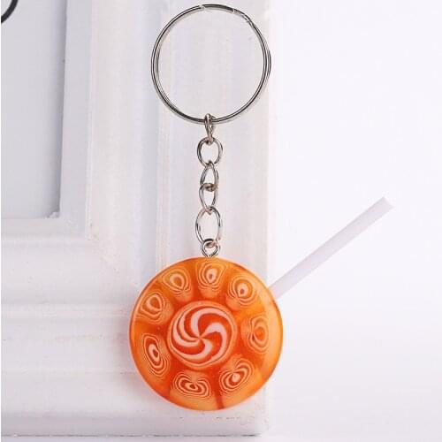 Lollipop Keychain Fashion Colorful Resin Bag Pendant Car Key Ring Women Girls Cute Creative Round Candy Shape Key Holder Gift