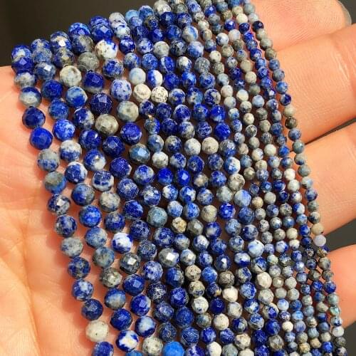 2 3 4mm Faceted Blue Sodalite Jaspers Stone Beads Natural Gem Beads for Jewelry Making DIY Bracelet Earrings Accessories 15