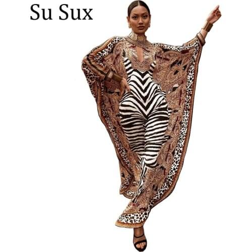 African Dresses For Women Dashiki Turkey Muslim Plus Size Maxi Dress Leopard Print Bat Sleeve Long Robe Vestidos Party Hot Sale
