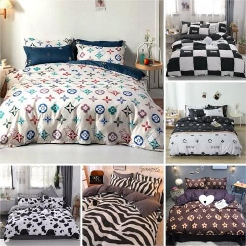 J 2/3 Pcs Luxurious Brand Duvet Cover Set Black and White Bedding Sets Twin/queen/king Size Black and White Grid Comforter Set