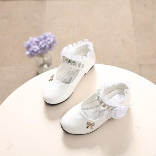 Girls Leather Shoes Children Baby Girl Dress Dance Kids Shoes Wedding Rhinestones Girls Princess Students Single Shoes E240