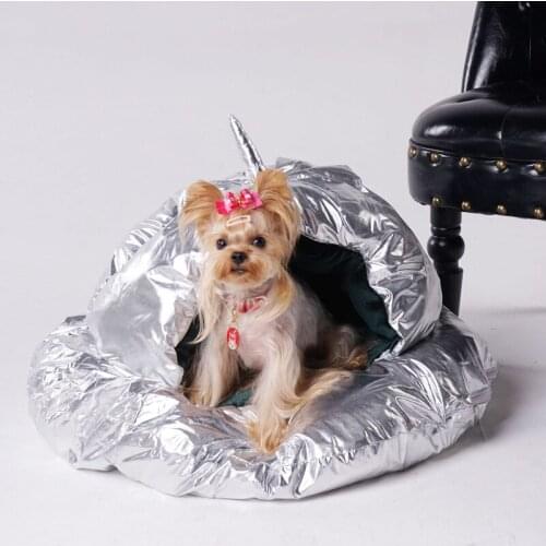 Handsome Space Cat Dog Bed House Explosion Gold Silver Kennel for VIP Teddy Law Fight Warm Creative Mars Bed Pet Mat Dog House