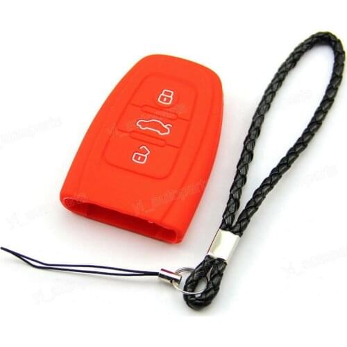 Red Silicone Case Cover Holder For Audi Remote Smart Key 3 4 Buttons AUD3RE