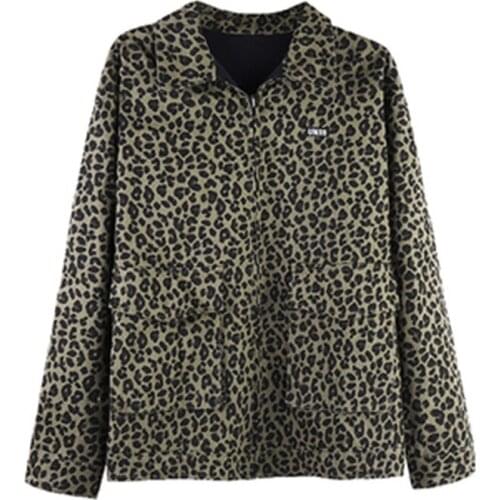 New Spring Autumn Womens Jackets Vintage Leopard Female Coats Loose Oversize Streetwear Trendy Lady Clothes Outerwear Korean