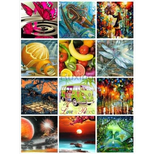 Square/Round Drill 5D DIY Diamond Painting Animated landscape character fruit Rhinestone Embroidery Cross Stitch Home Decor Gift
