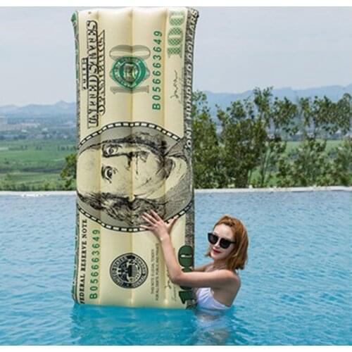 Summer Adult Inflatable US Dollar Cash Pool Float Swimming Fun Air Raft Bed Mattress