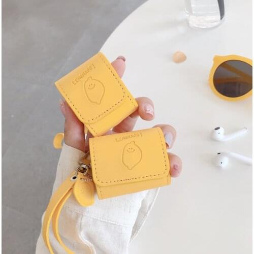 Lemon Leather Case For Airpods pro Earphone Case Bluetooth Wireless Protective Cover For Apple AirPods 1 2 Charging Box case