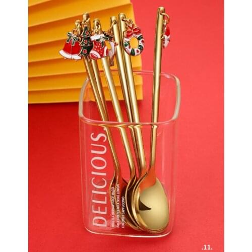 Cute Long Handle Spoon Stainless Steel Latte Coffee Spoon Ice Cream Dessert Tea Spoon For Picnic Kitchen Accessories Gift