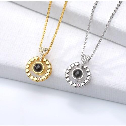 2019 New Arrival Rose Gold 100 languages I love you Projection Pendant Necklace Romantic Love Memory Wedding Jewelery BFF