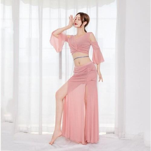 New Belly Dance Costumes For Women Trumpet Sleeve Irregular Skirt Oriental Bellydance Practice Clothes 2-piece Suit Dancewear