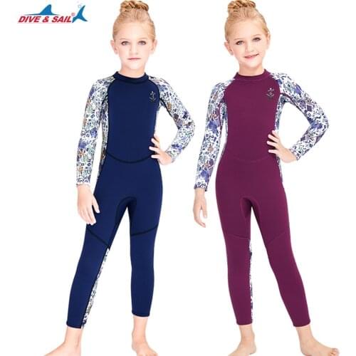 New 2.5MM Childrens Neoprene Wetsuit Warm One-piece Long Sleeve Thickened Cold Proof Swimming Snorkeling Surfing Wetsuit 2021